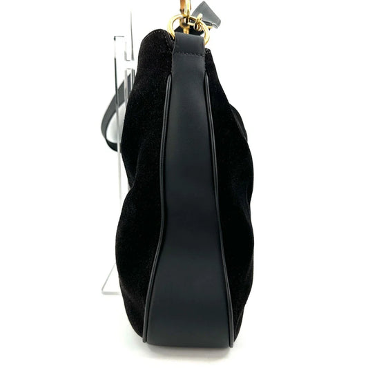 Gucci Shoulder Bag Bamboo 2Way Hand Bag Suede Black 244T0266